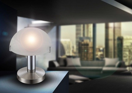 Globo, GLOBO OTTI Tischleuchte Chrom nickel matt, Glas Alabaster Optik weiß, inkl. 10646 LED, Tischleuchte Otti