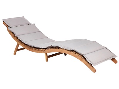 Beliani, Gartenliege mit Auflage aus Akazienholz Modern LUINO Gartenliege mit Auflage aus Akazienholz Modern LUINO, Beliani - Gartenliege mit Auflage aus Akazienholz Modern LUINO, One Size, Light Beige