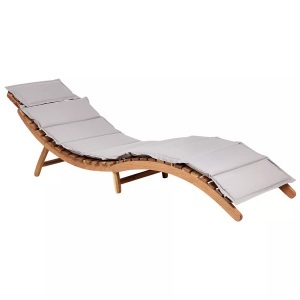 Beliani, Gartenliege mit Auflage aus Akazienholz Modern LUINO Gartenliege mit Auflage aus Akazienholz Modern LUINO, Beliani - Gartenliege mit Auflage aus Akazienholz Modern LUINO, One Size, Light Beige