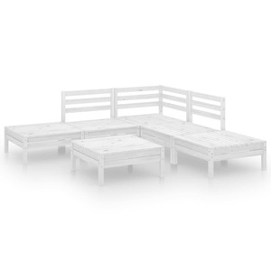 vidaXL, vidaXL 6-tlg. Garten-Lounge-Set Massivholz Kiefer Weiß