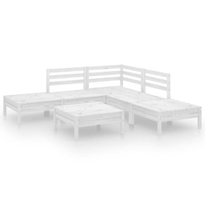vidaXL, vidaXL 6-tlg. Garten-Lounge-Set Massivholz Kiefer Weiß, vidaXL 6-tlg. Garten-Lounge-Set Massivholz Kiefer Weiß