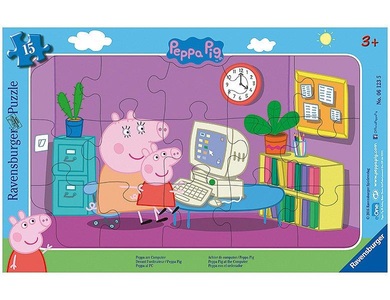 undefined, Ravensburger Peppa am Computer Puzzle 15 teilig 06123, Rahmenpuzzle Ravensburger PP: Peppa am Computer 15 Teile