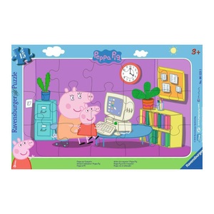 undefined, Ravensburger Peppa am Computer Puzzle 15 teilig 06123, Rahmenpuzzle Ravensburger PP: Peppa am Computer 15 Teile