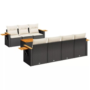 vidaXL, vidaXL 8-tlg. Garten-Sofagarnitur mit Kissen Schwarz Poly Rattan, vidaXL 8-tlg. Garten-Sofagarnitur mit Kissen Schwarz Poly Rattan