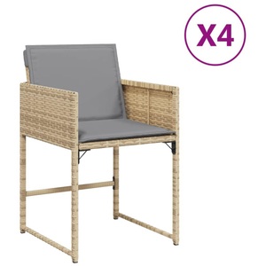 vidaXL, vidaXL Gartenstühle mit Kissen 4 Stk. Beigemischung Poly Rattan, vidaXL Gartenstühle mit Kissen 4 Stk. Beigemischung Poly Rattan