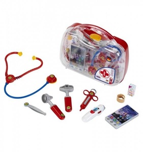 Theo Klein, Theo Klein Rollenspielzeug ARZTKOFFER transparent mit Zubehör, Klein-Toys Arzt Koffer mit elektrischem Smartphone