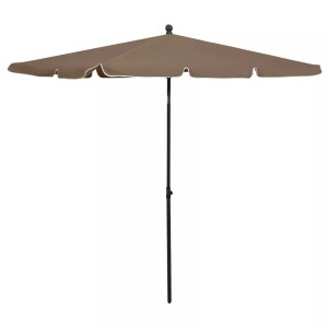 vidaXL, vidaXL Sonnenschirm mit Mast 210x140 cm Taupe, vidaXL Sonnenschirm mit Mast 210x140 cm Taupe