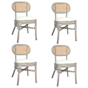 vidaXL, vidaXL Esszimmerstühle 4 Stk. Grau Leinenbezug, vidaXL Esszimmerstühle 4 Stk. Grau Leinenbezug
