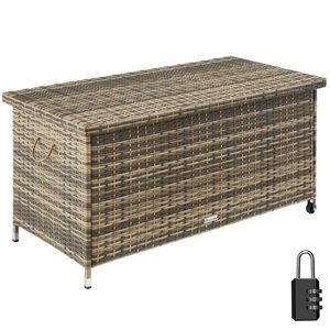 TecTake, Auflagenbox Kiruna mit Kunststoffgeflecht Auflagenbox Kiruna mit Kunststoffgeflecht, Tectake - Auflagenbox Kiruna mit Kunststoffgeflecht, 120cm, Beige