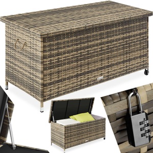 TecTake, Auflagenbox Kiruna mit Kunststoffgeflecht Auflagenbox Kiruna mit Kunststoffgeflecht, Tectake - Auflagenbox Kiruna mit Kunststoffgeflecht, 120cm, Beige