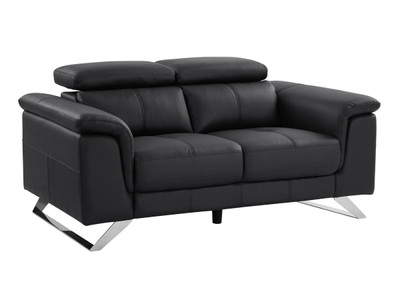 Vente-unique, Sofa 2-Sitzer - Rindsleder - Schwarz - BREYT II Sofa 2-Sitzer - Rindsleder - Schwarz - BREYT II