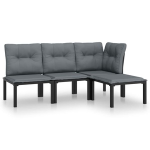 vidaXL, vidaXL 4-tlg. Garten-Lounge-Set Schwarz und Grau Poly Rattan