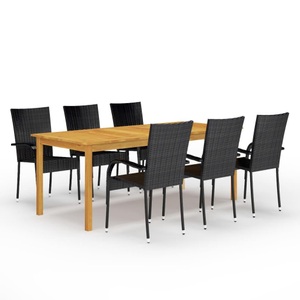vidaXL, vidaXL 7-tlg. Garten-Essgruppe Schwarz, vidaXL 7-tlg. Garten-Essgruppe Schwarz