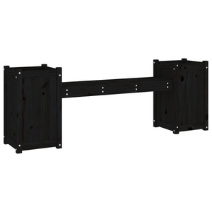 vidaXL, vidaXL Gartenbank mit Pflanzkübeln Schwarz 180x36x63 cm Massivholz, vidaXL Gartenbank mit Pflanzkübeln Schwarz 180x36x63 cm Massivholz