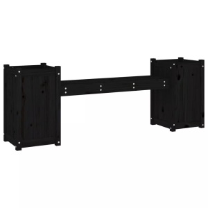 vidaXL, vidaXL Gartenbank mit Pflanzkübeln Schwarz 180x36x63 cm Massivholz, vidaXL Gartenbank mit Pflanzkübeln Schwarz 180x36x63 cm Massivholz