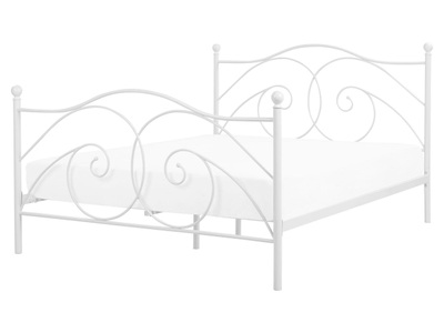 Beliani, Beliani Metallbett weiss Lattenrost 160 x 200 cm DINARD, Beliani - Bett mit Lattenrost aus Stahl Retro DINARD, 160X200CM, Weiss Bunt