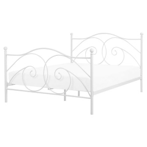 Beliani, Beliani Metallbett weiss Lattenrost 160 x 200 cm DINARD, Beliani - Bett mit Lattenrost aus Stahl Retro DINARD, 160X200CM, Weiss Bunt