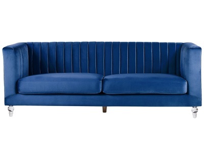 Beliani, Beliani 3-Sitzer Sofa Samtstoff kobaltblau ARVIKA, Beliani - 3 Sitzer Sofa aus Samtstoff Glamourös ARVIKA, One Size, Dunkelblau