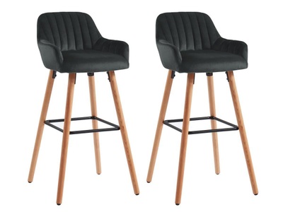 Vente-unique, Barhocker 2erSet Samt Metall in Holzoptik ELEANA Barhocker 2erSet Samt Metall in Holzoptik ELEANA, 