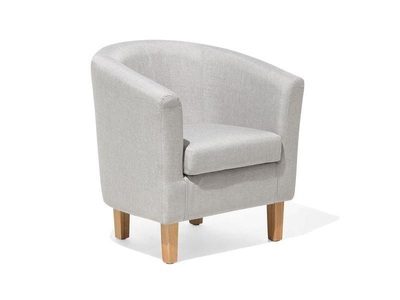 Beliani, Beliani Sessel mit Hocker grau HOLDEN, Beliani - Sessel aus Polyester Retro HOLDEN, One Size, Rauch