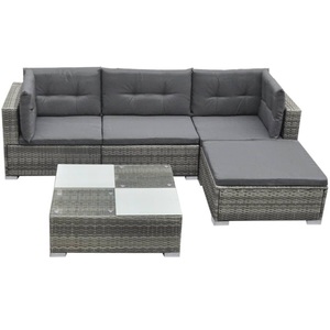 vidaXL, vidaXL 5-tlg. Garten-Lounge-Set mit Kissen Poly Rattan Grau
