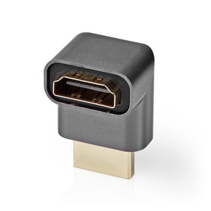Nedis, HDMI? Adapter | HDMI? Stecker | HDMI? Buchse | HDMI? Ausgang | Vergoldet | Abgewinkelt 270° | Aluminium | Grau mit Metall | 1 Stk. | Karton mit abgedecktem Fenster, Nedis HDMI Adapter 270° gewinkelt