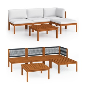 vidaXL, vidaXL 5-tlg. Garten-Lounge-Set mit Kissen Cremeweiß Massivholz Akazie