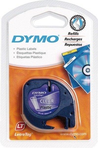 Dymo, DYMO 16951 Schriftband Bandfarbe: Transparent Schriftfarbe: Schwarz 12 mm 4 m, Dymo Schriftband LetraTag, 12mm x 4m, schwarz/transparent, S0721530