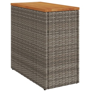 vidaXL, vidaXL Garten-Beistelltisch mit Holzplatte Grau 58x27,5x55 cm Rattan, vidaXL Garten-Beistelltisch mit Holzplatte Grau 58x27,5x55 cm Rattan