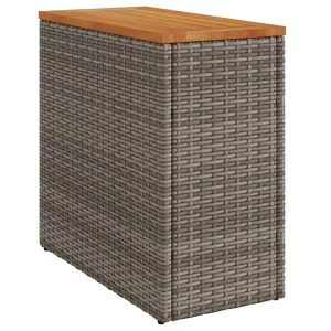 vidaXL, vidaXL Garten-Beistelltisch mit Holzplatte Grau 58x27,5x55 cm Rattan, vidaXL Garten-Beistelltisch mit Holzplatte Grau 58x27,5x55 cm Rattan
