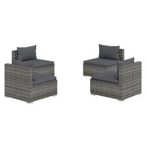 vidaXL, vidaXL 4-tlg. Garten-Lounge-Set mit Kissen Poly Rattan Grau, 