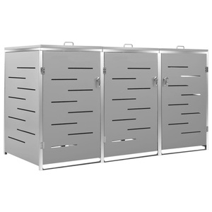vidaXL, vidaXL Mülltonnenbox für 3 Tonnen 207x77,5x115 cm Edelstahl, vidaXL Mülltonnenbox für 3 Tonnen 207x77,5x112,5 cm Edelstahl