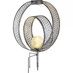 mutoni light, Solarleuchte Metall silber antik LED, Globo Solarleuchte , 33644 , Klar , Glas , 20x42 cm , drehbar , 004558673901