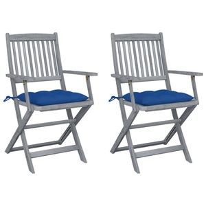vidaXL, vidaXL Klappbare Gartenstühle 2 Stk. mit Kissen Massivholz Akazie