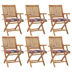 vidaXL, vidaXL Klappbare Gartenstühle mit Kissen 6 Stk. Massivholz Teak