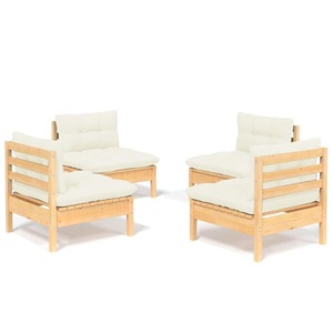 vidaXL, vidaXL 4-tlg. Garten-Lounge-Set mit Creme Kissen Kiefernholz