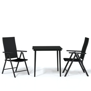 vidaXL, vidaXL 3-tlg. Garten-Essgruppe Schwarz, vidaXL 3-tlg. Garten-Essgruppe Schwarz