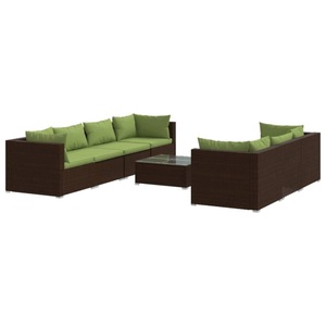 vidaXL, vidaXL 8-tlg. Garten-Lounge-Set mit Kissen Poly Rattan Braun