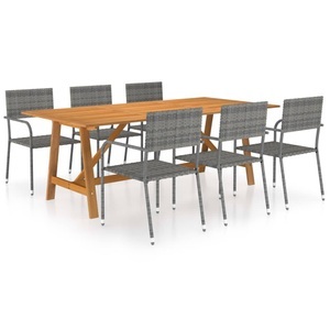 vidaXL, vidaXL 7-tlg. Garten-Essgruppe Grau, vidaXL 7-tlg. Garten-Essgruppe Grau