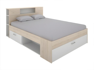 Vente-unique, Bett mit Stauraum Schubladen Naturfarben LEANDRE Bett mit Stauraum Schubladen Naturfarben LEANDRE