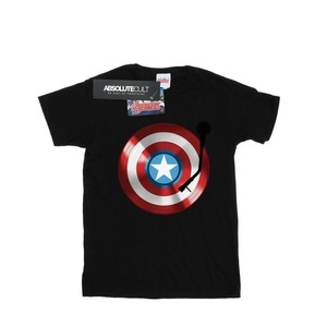 Marvel, Captain America Drehscheibe Baumwolle Boyfriend Tshirt Damen Schwarz 3XL, 