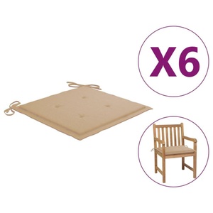 vidaXL, vidaXL Gartenstuhl-Sitzkissen 6 Stk. Beige 50x50x4 cm Stoff, vidaXL Gartenstuhl-Kissen 6 Stk. Beige 50x50x3 cm Oxford-Gewebe