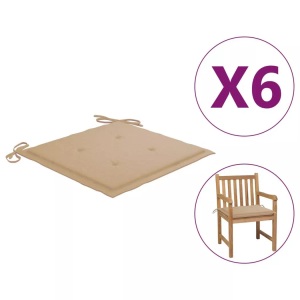 vidaXL, vidaXL Gartenstuhl-Sitzkissen 6 Stk. Beige 50x50x4 cm Stoff, vidaXL Gartenstuhl-Kissen 6 Stk. Beige 50x50x3 cm Oxford-Gewebe