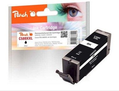 Peach, Peach Tintenpatrone XXL schwarz kompatibel zu Canon PGI-580XXL bk, Peach C580 XXLPGBK Druckerpatrone XXL bk ersetzt Canon PGI-580XXLPGBK, 1970C001 für z.B. Canon Pixma TR 8550, Canon Pixma TS 8350