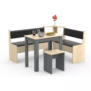 VCM, Eckbankgruppe Sitzgruppe Esszimmergruppe Bank Tisch Hocker Esal Mini Unisex Beige Medium ONE SIZE, VCM - Eckbankgruppe Sitzgruppe Esszimmergruppe Bank Tisch Hocker Esal Mini, One Size, Anthrazit / Honig-Eiche