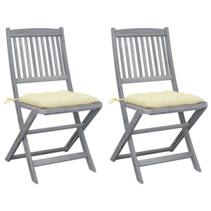 vidaXL, vidaXL Klappbare Gartenstühle 2 Stk. mit Kissen Massivholz Akazie, vidaXL Klappbare Gartenstühle 2 Stk. mit Kissen Massivholz Akazie