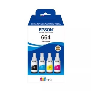 Epson, Epson EcoTank 664 - 4er-Pack - Schwarz, Gelb, Cyan, Magenta - Original - Nachfülltinte, Epson Tintenpatrone, blau/rot/gelb/schwarz, Multipack, 4-color, No. 664, T664640