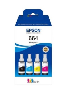 Epson, Epson EcoTank 664 - 4er-Pack - Schwarz, Gelb, Cyan, Magenta - Original - Nachfülltinte, Epson Tintenpatrone, blau/rot/gelb/schwarz, Multipack, 4-color, No. 664, T664640