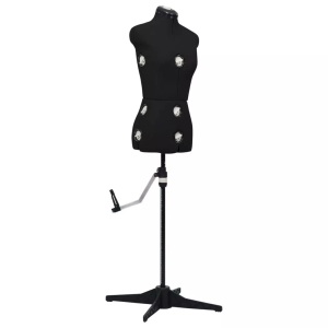 vidaXL, vidaXL Schneiderpuppe Verstellbar Weiblich Schwarz S Größe 33-40, vidaXL Schneiderpuppe Verstellbar Weiblich Schwarz S Größe 33-40