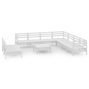 vidaXL, vidaXL 10-tlg. Garten-Lounge-Set Massivholz Kiefer Weiß